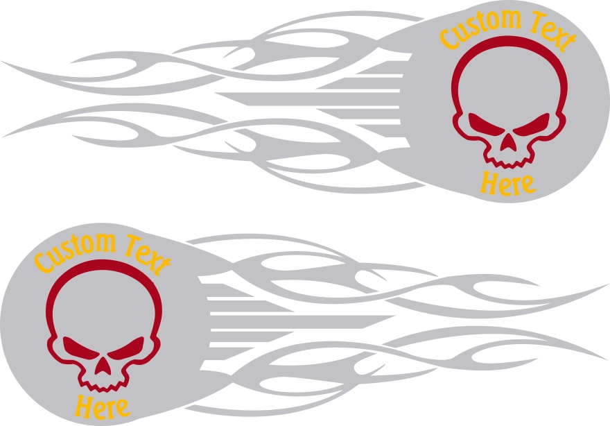 Flaming Skull Badge Graphic Design Style FSB